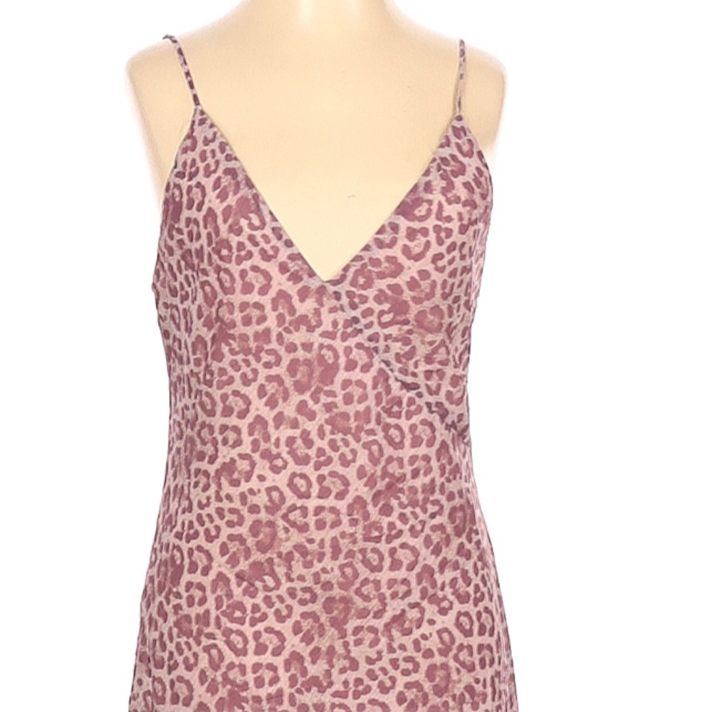 7 for all mankind pink leopard midi dress